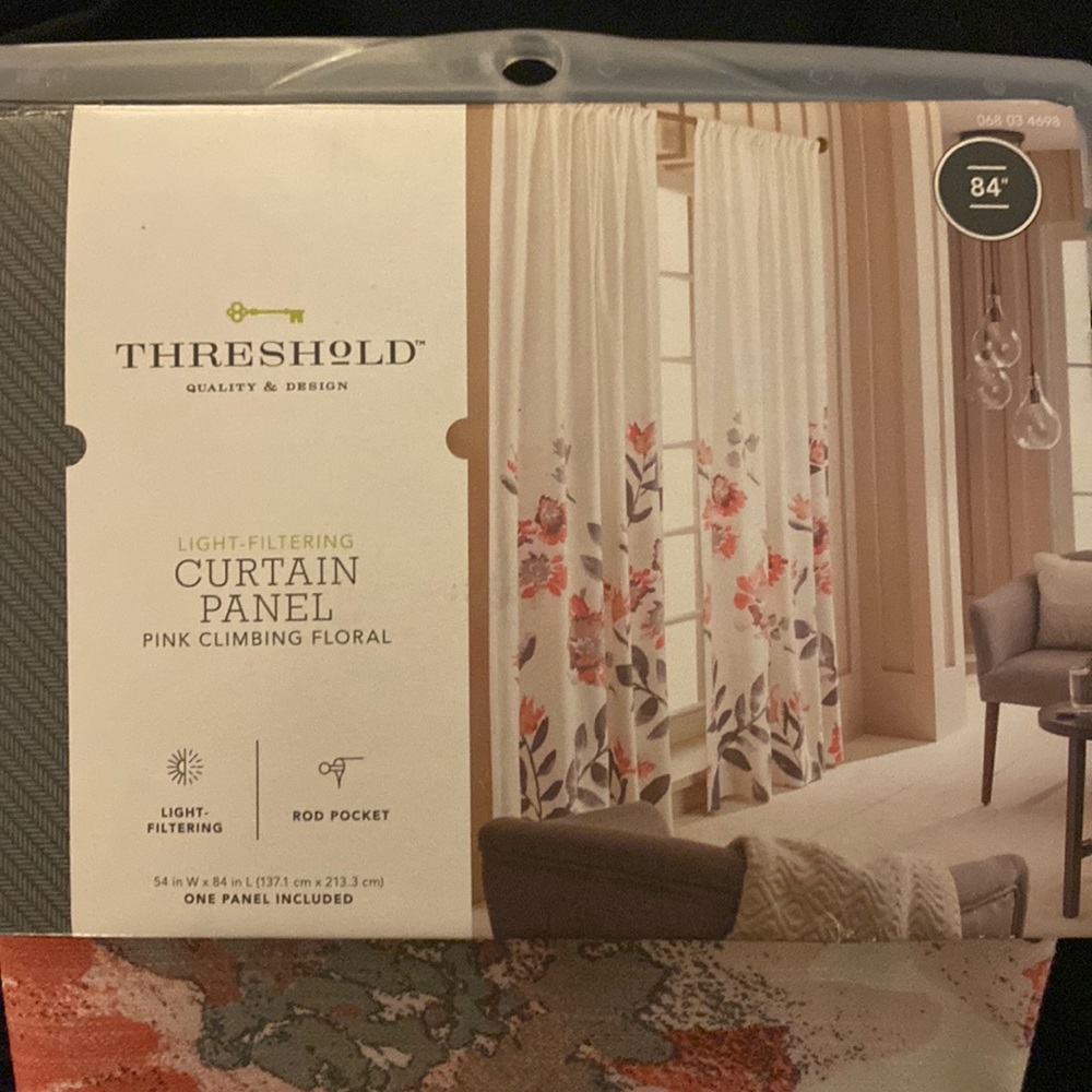 NWT Threshold  Light Filtering Curtain Panel - “Pink Climbing Floral”
